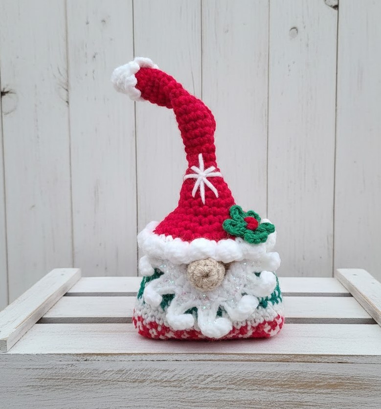 Handmade Crochet Gnome Ornament Sweater style